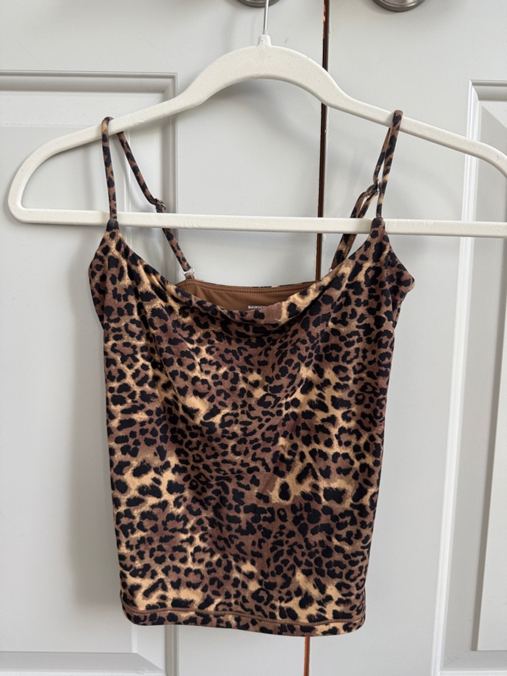 Leopard Print Cowl Neck Camisole - Brown